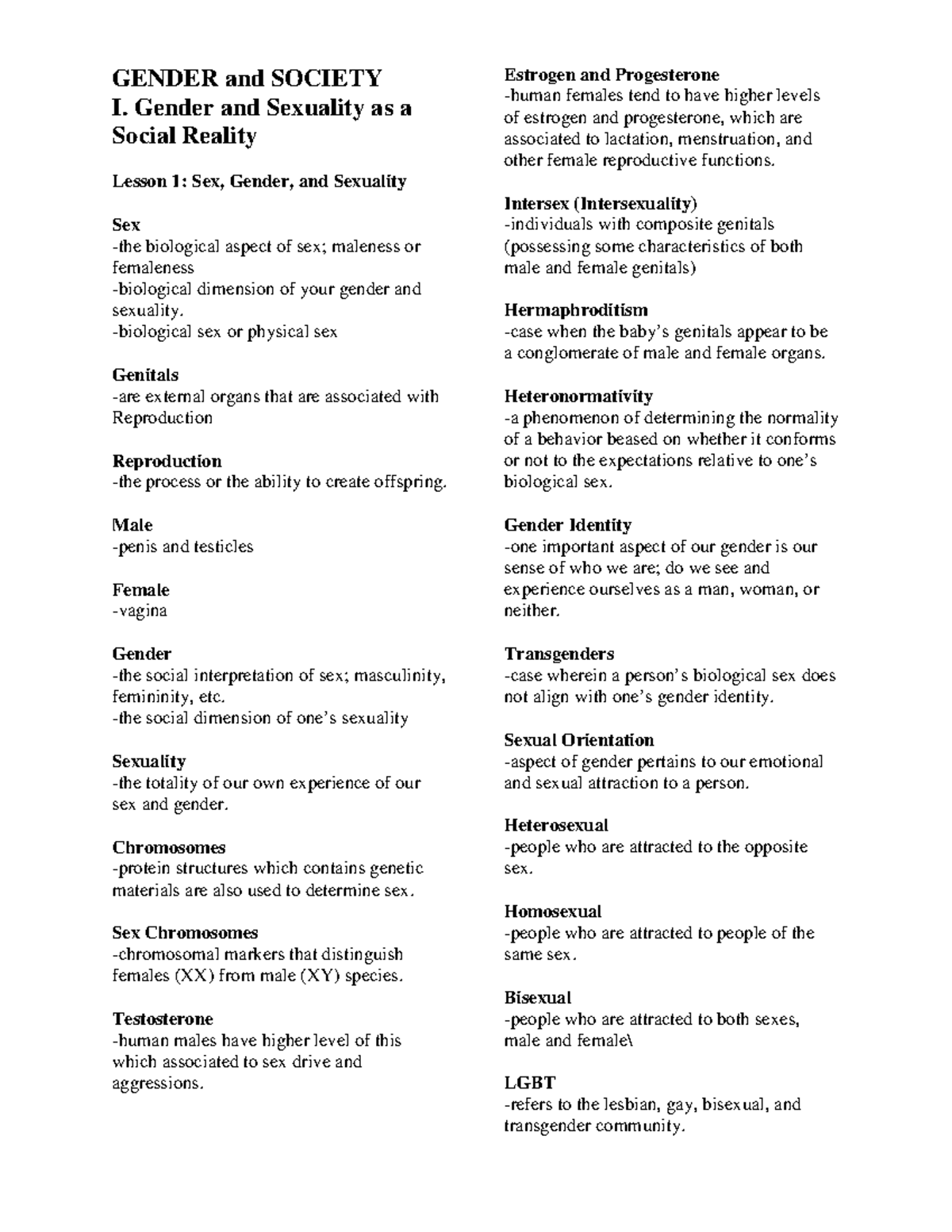 Gensoc- Gender and Sexuality: Key Concepts and Social Issues - Studocu