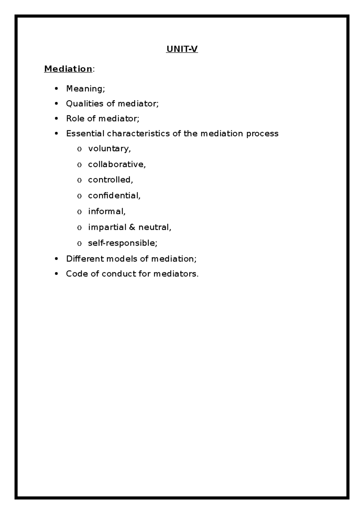 Mediation Notes: Essential Characteristics and Role of Mediators ...
