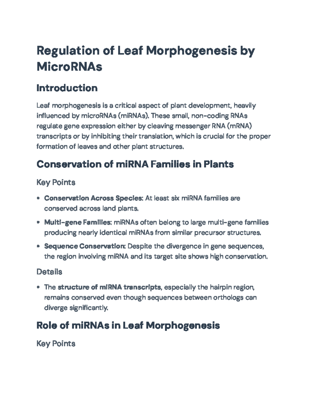 Regulation of Leaf Morphogenesis by MicroRNAs: Key Roles & Mechanisms ...