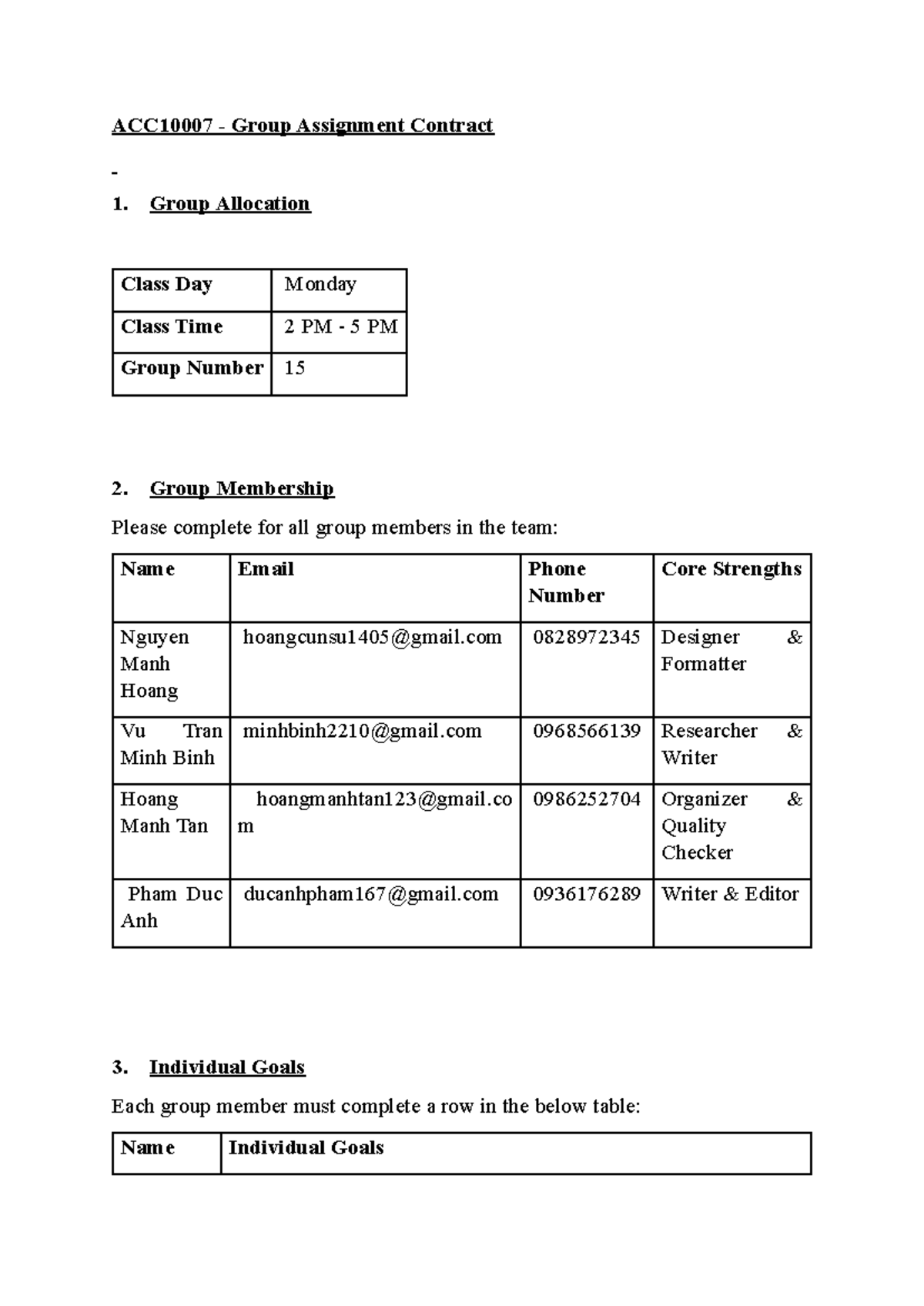 ACC10007 - Group Contract - ACC10007 - Group Assignment Contract Group ...