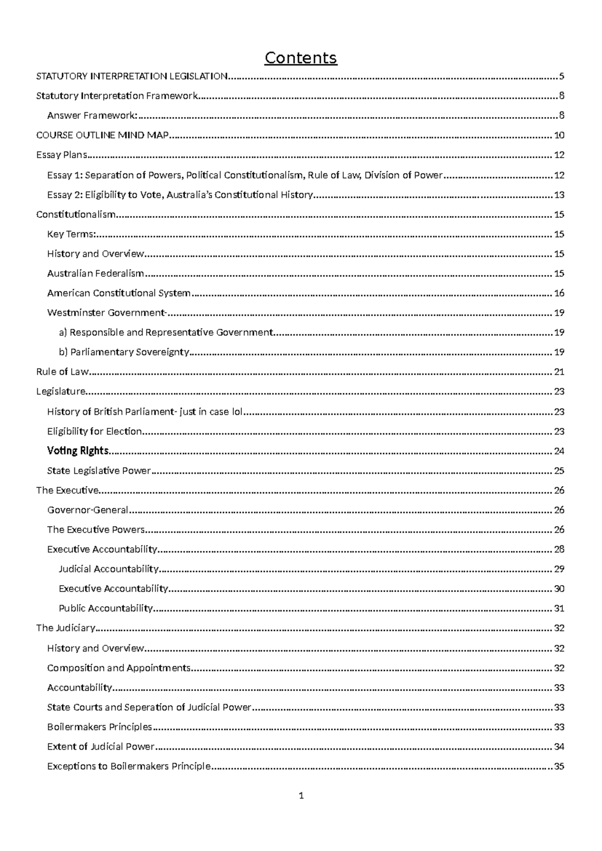 Final exam notes - Contents STATUTORY INTERPRETATION - Studocu
