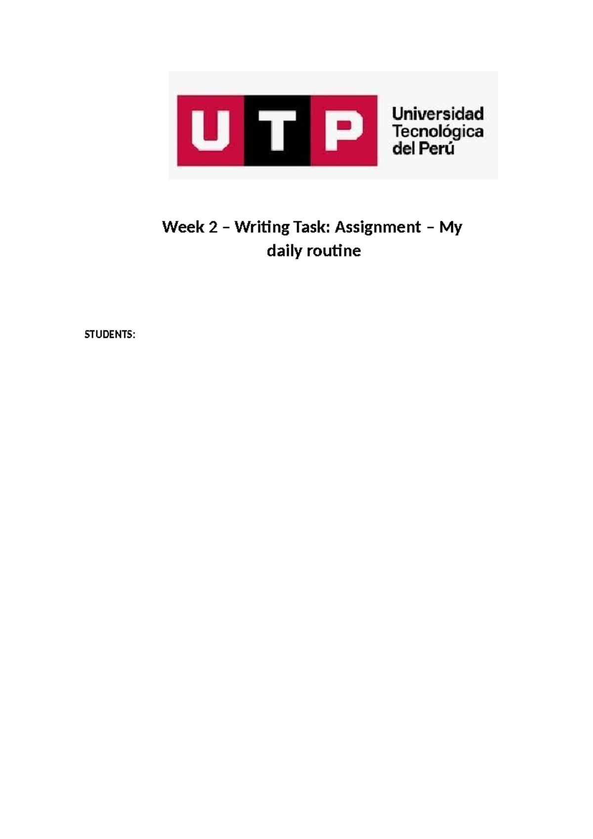 🔴 Week 2 – Writing Task Assignment – My daily routine - ingles, tarea ...