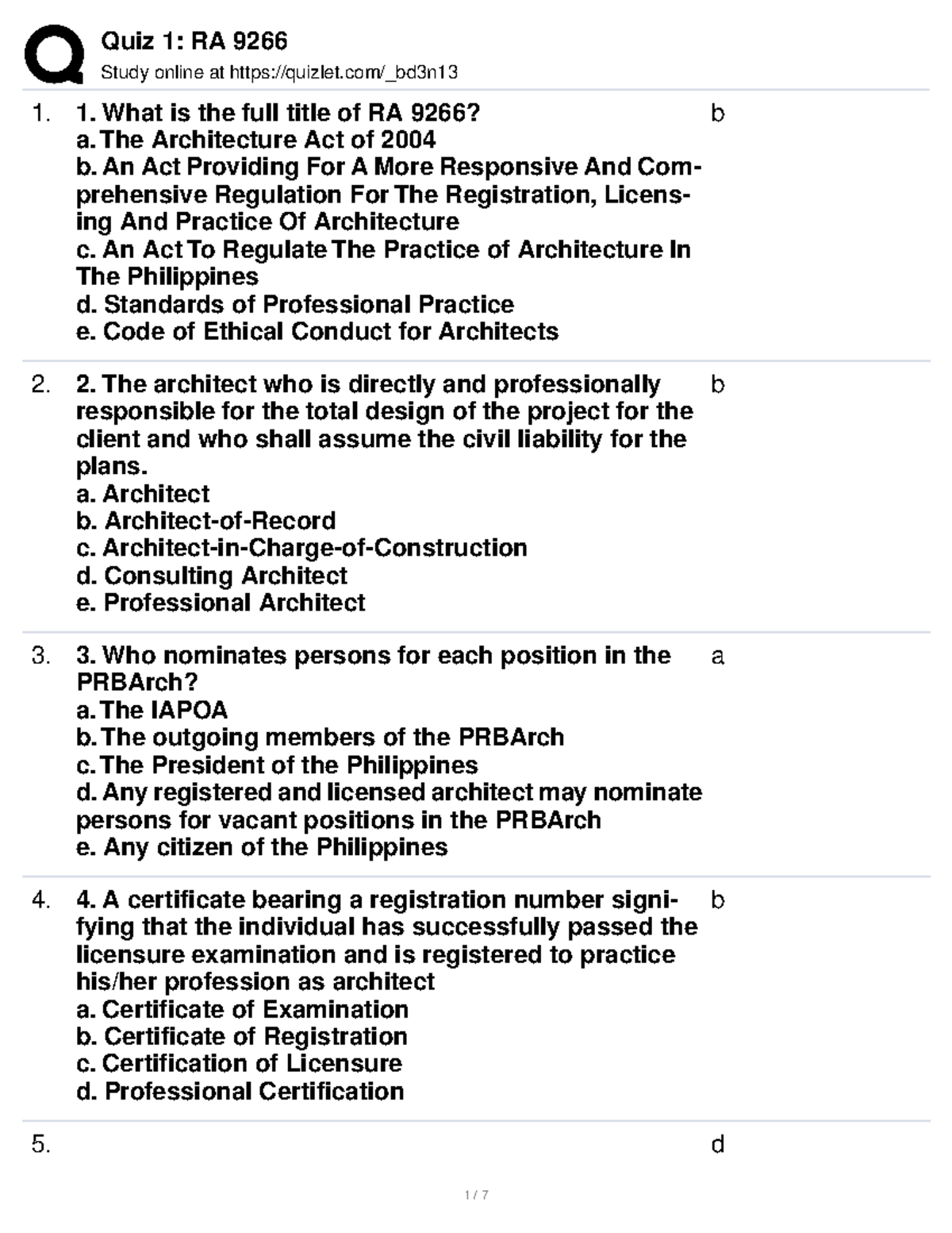RA 9266 QUIZ - Sample Questions and Answers - Studocu