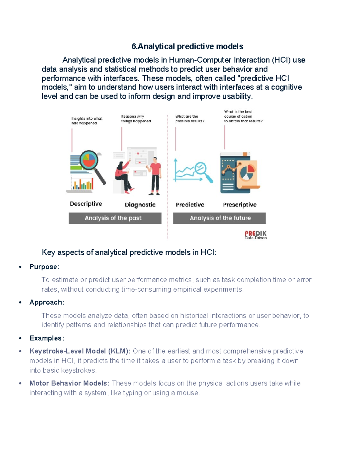 HCI - HUMAN COMPUTER INTERACTION - 6 predictive models Analytical ...