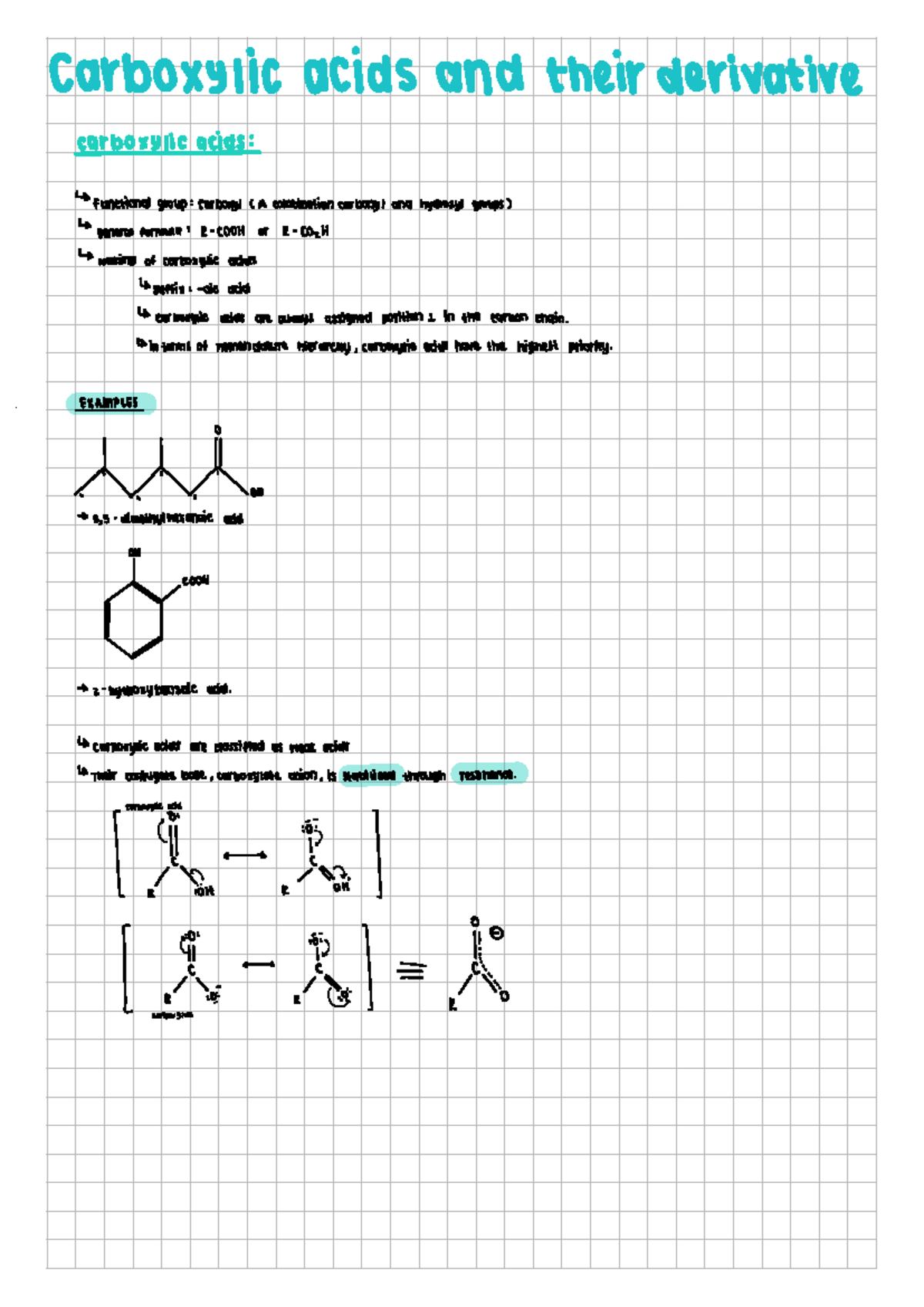 Carboxylic Acids: Organic Chemistry Final Exam Notes - Studocu