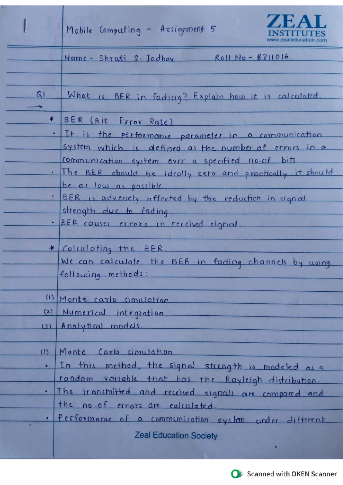 Mobile Computing Assignment 5: BER, Rayleigh Distribution & Multipath ...
