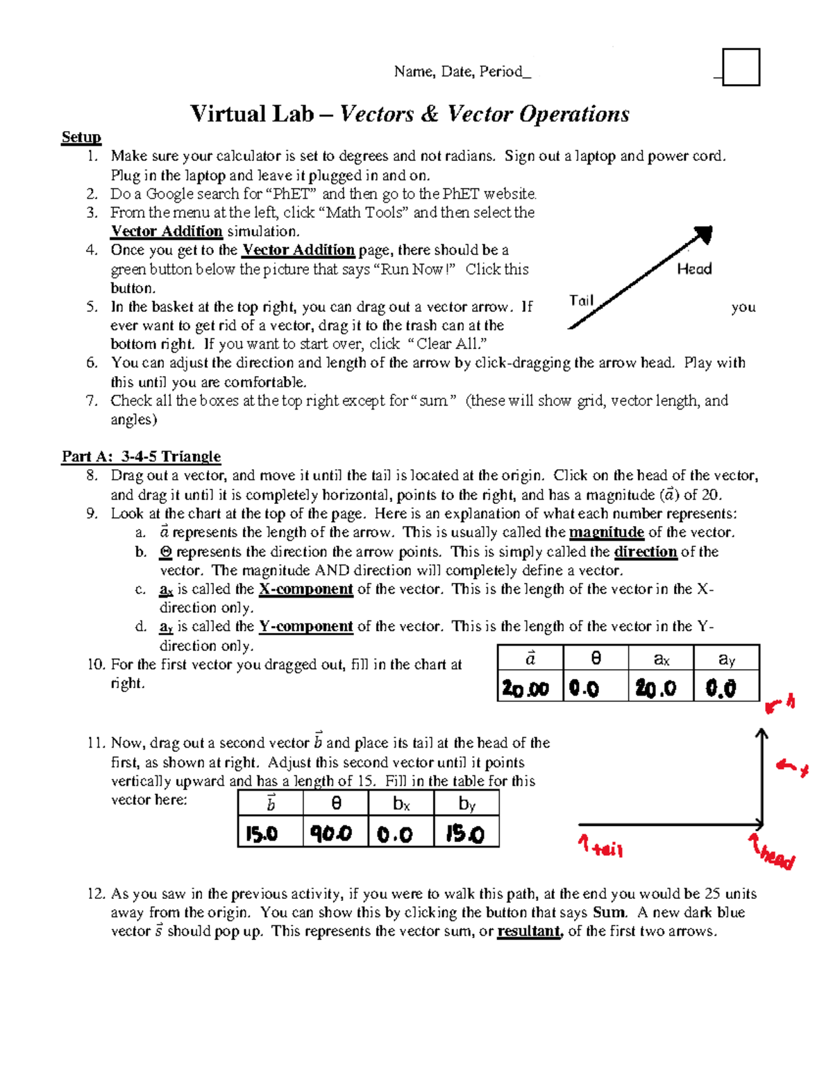 Lab - Vectors & Vector Operations with PhET Simulator Activity - Studocu
