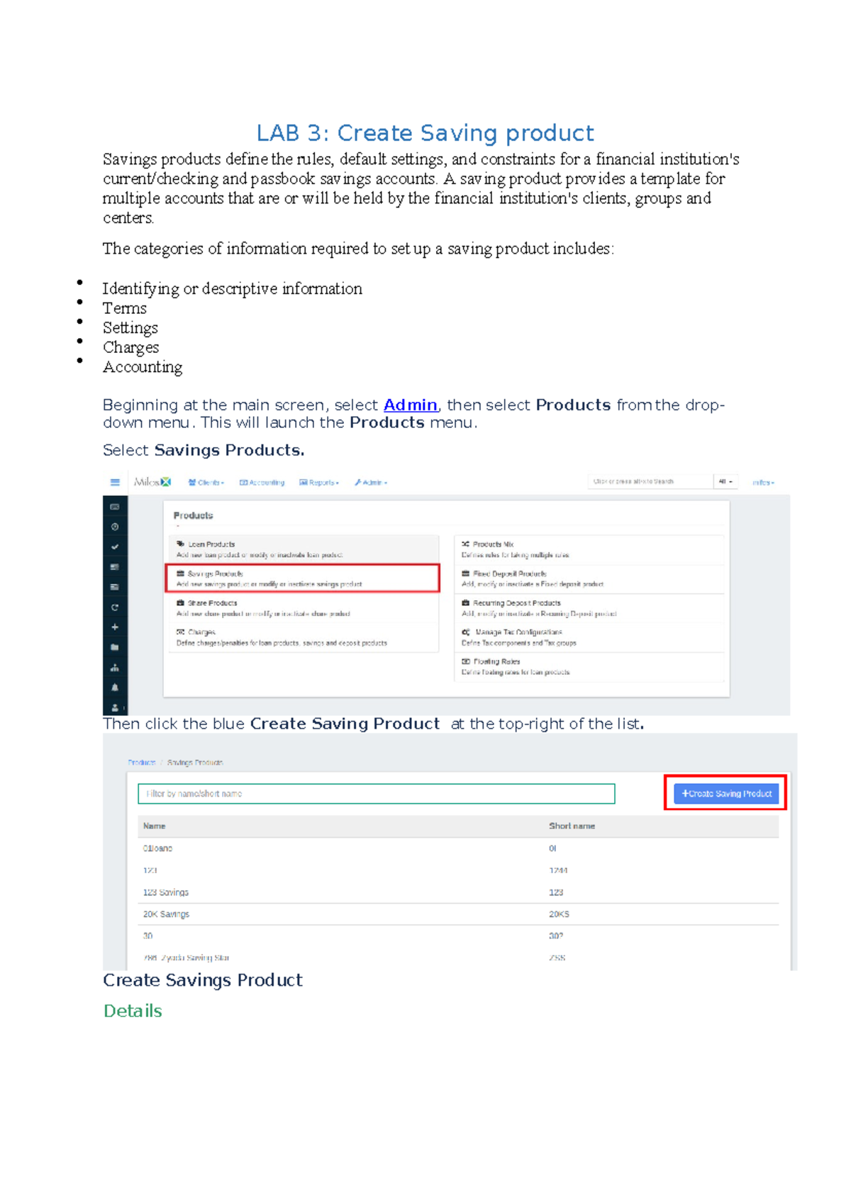 LAB nè hihicccccccccccc - LAB 3: Create Saving product Savings products ...