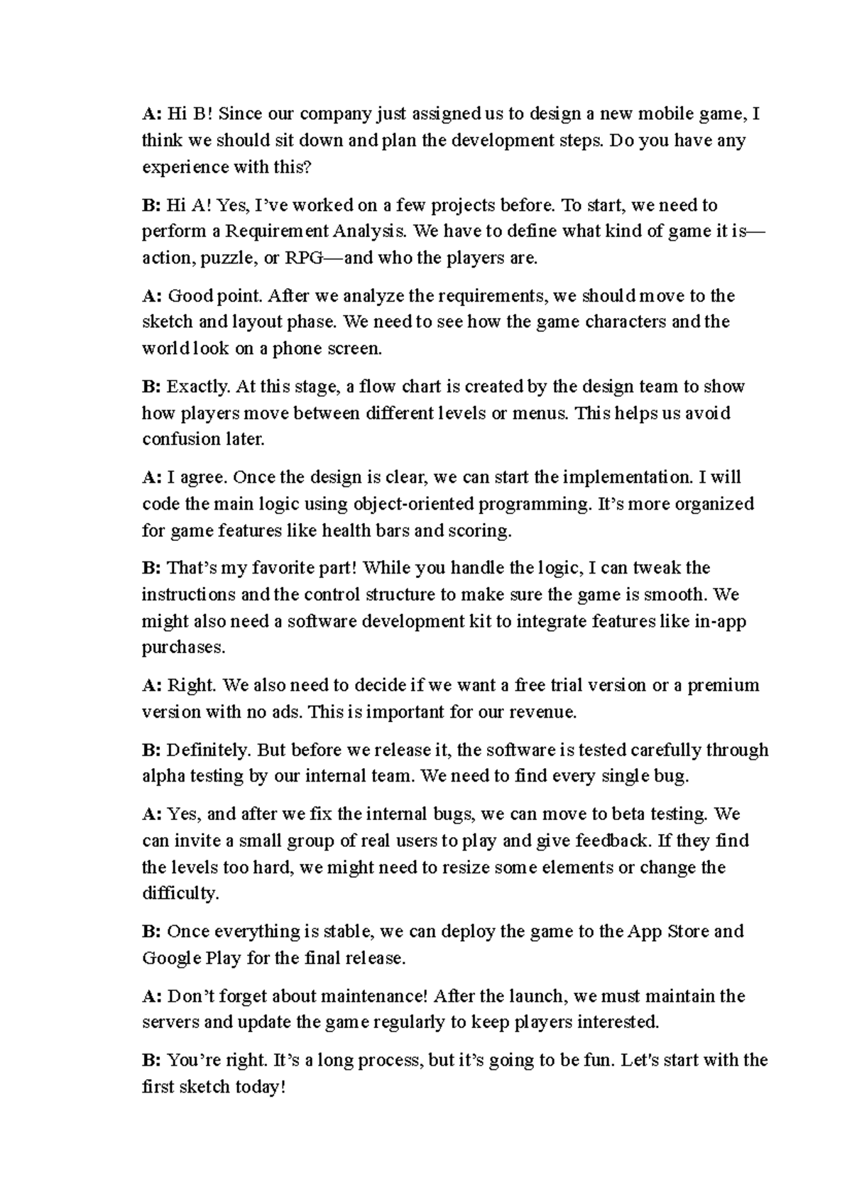 U2-2B - Mobile Game Development Steps and Planning - Studocu