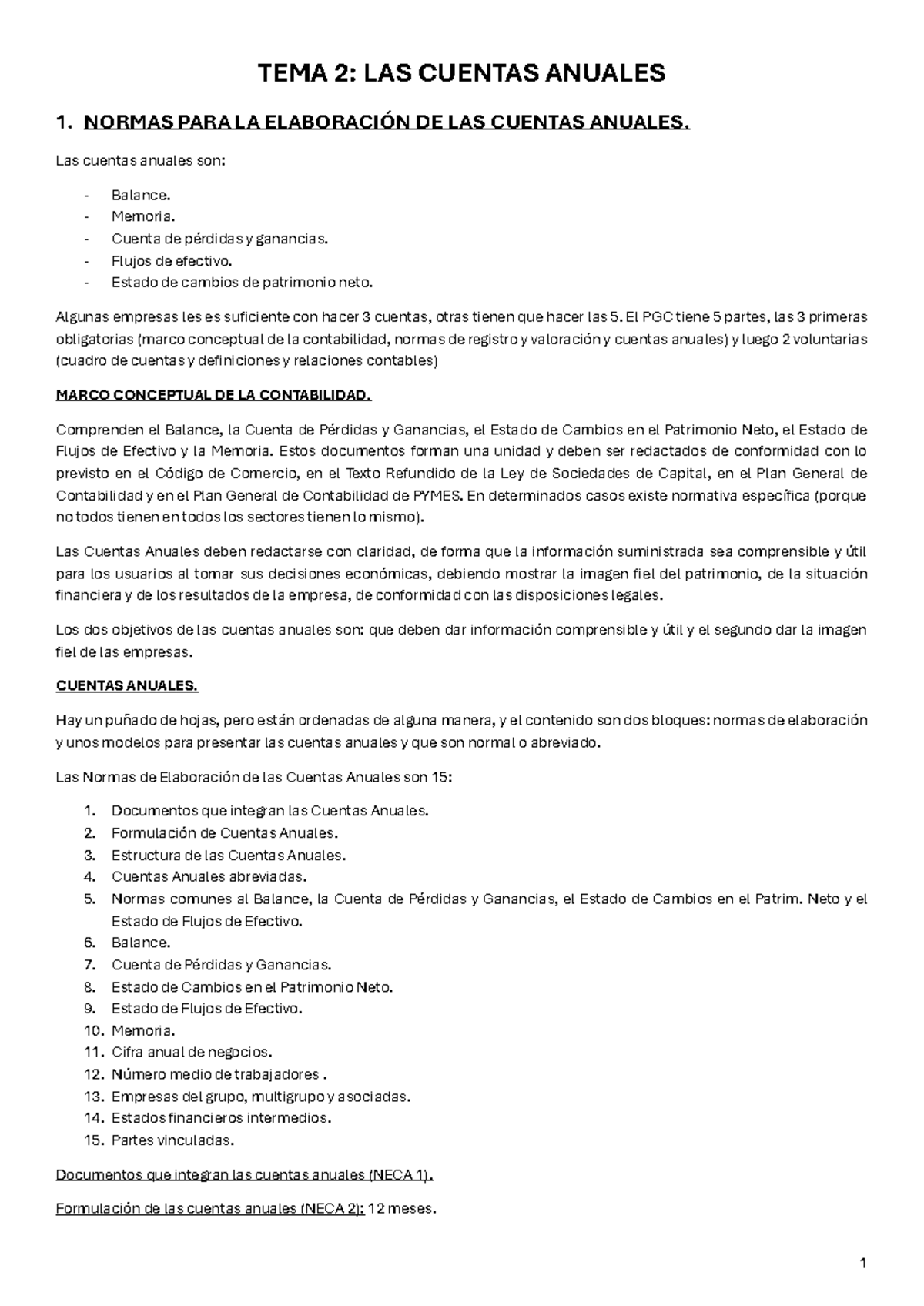 TEMA 2: NORMAS Y ESTRUCTURA DE LAS CUENTAS ANUALES - Studocu