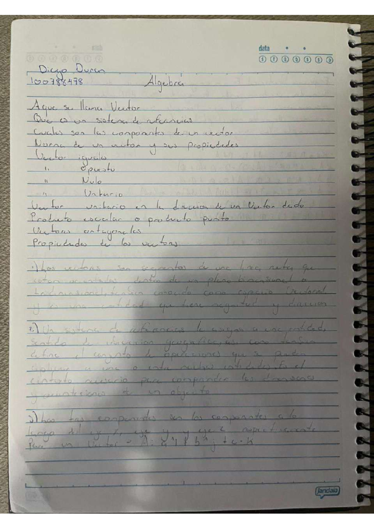 Algebra Concepts and Vector Operations - Data 5 T 0 0 5 5 D - Studocu