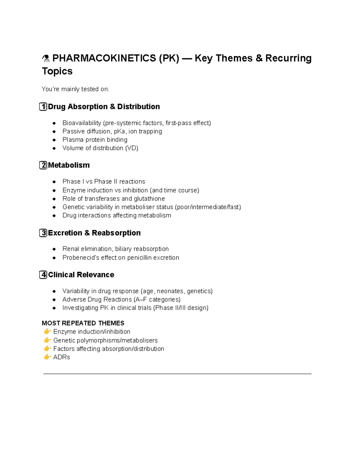 PHARMACOKINETICS & PHARMACODYNAMICS (PK/PD) Key Themes for Exam Prep -  Studocu