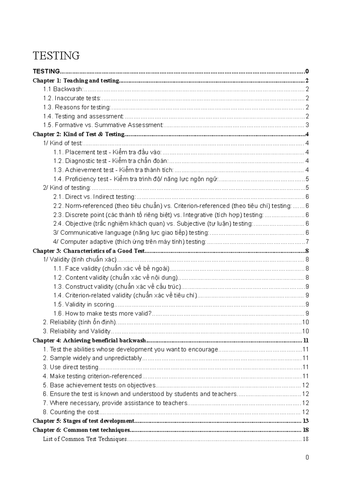Testing & Assessment (Course 2) - Kiểm Tra & Đánh Giá Trong Giảng Dạy Ngoại Ngữ - Document Preview