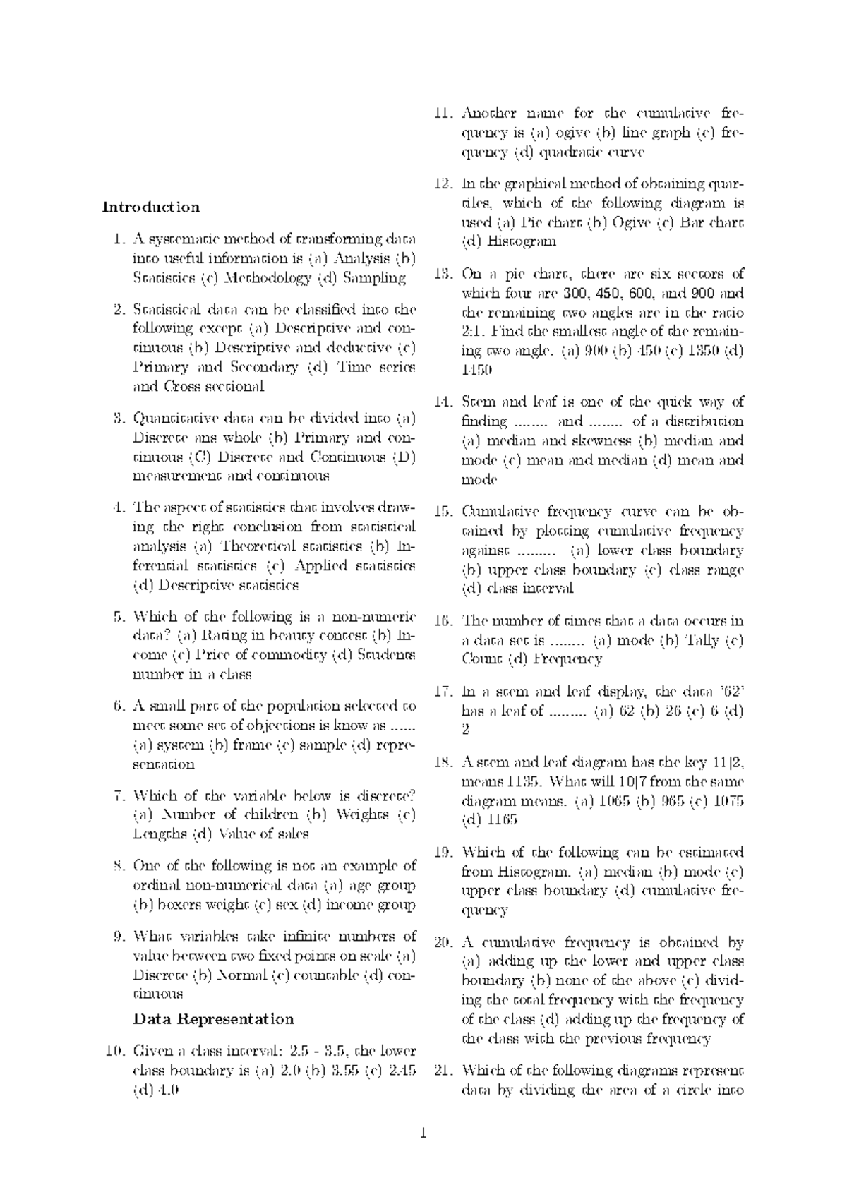MAT 161: Likely Questions for Statistics Exam Preparation - Studocu