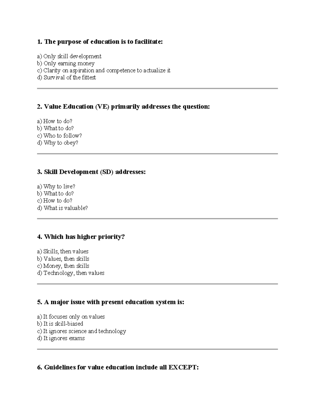UHV 1 & 2 Answer Key: Understanding Human Values and Education - Studocu