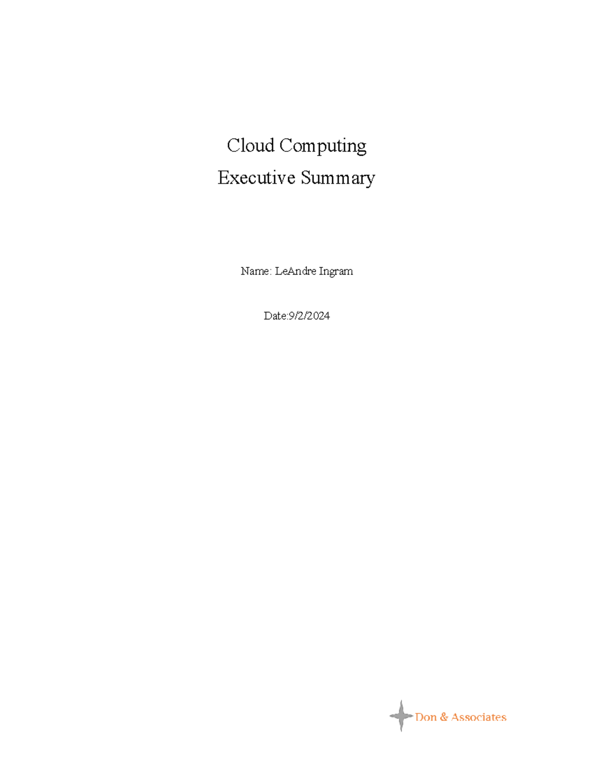 Executive Summary Le Andre Ingram - Cloud Computing Executive Summary ...