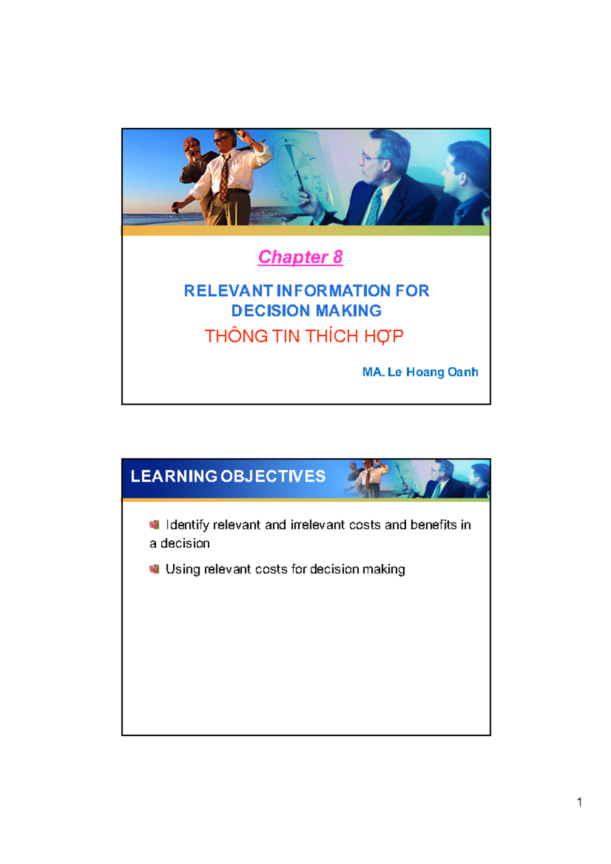 Chapter 5 Relevant information and decision making - students ...
