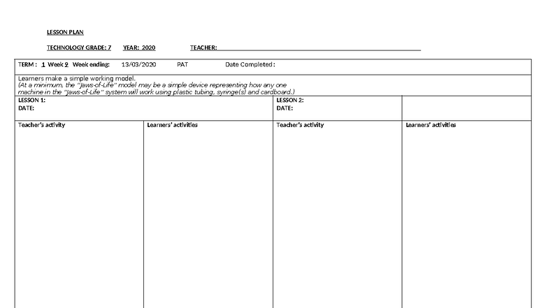 Grade 7 Technology Lesson Plan - Term 1 Week 9 - Studocu