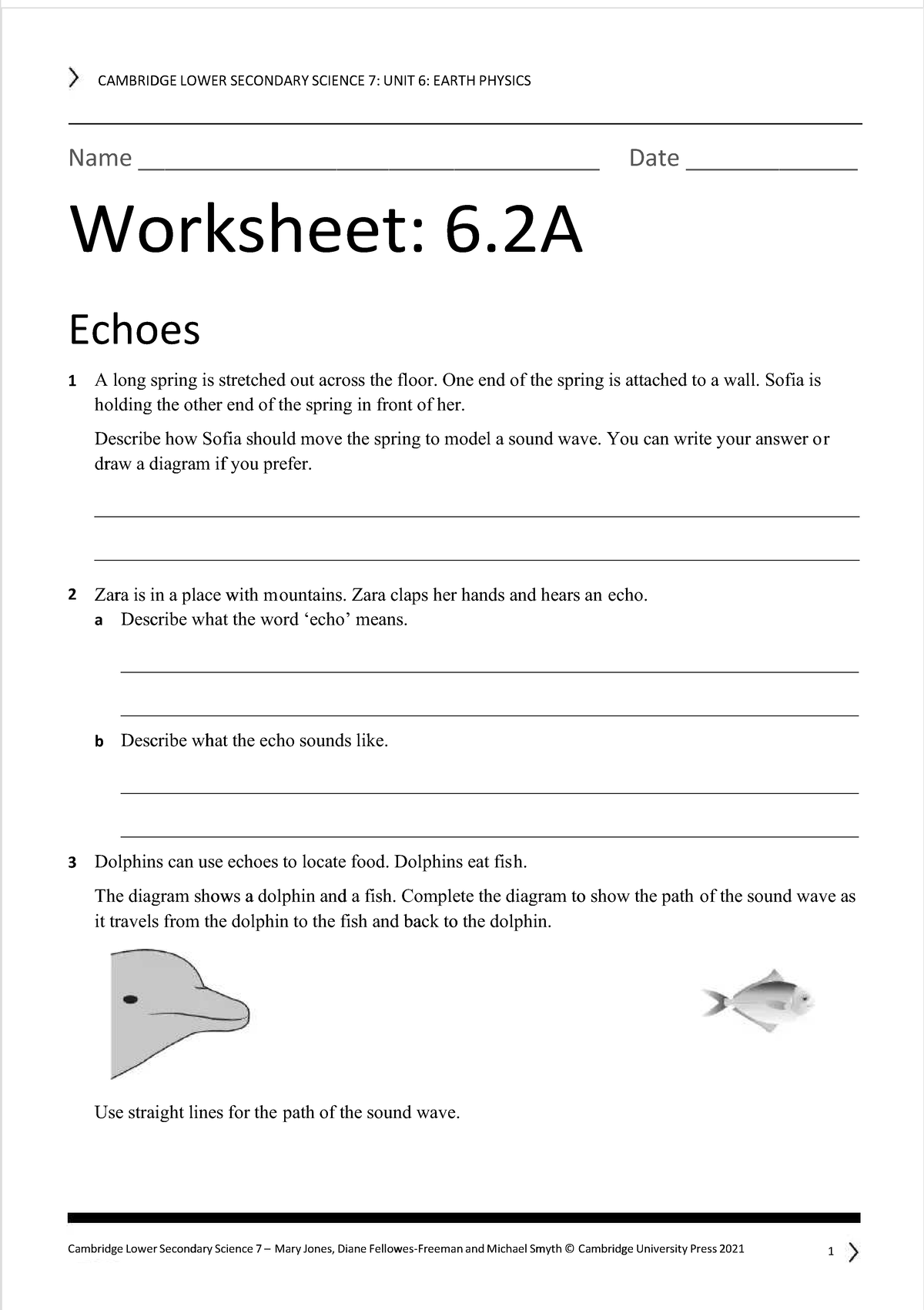 CAMBRIDGE LOWER SECONDARY SCIENCE 7: UNIT 6 WORKSHEETS - Studocu