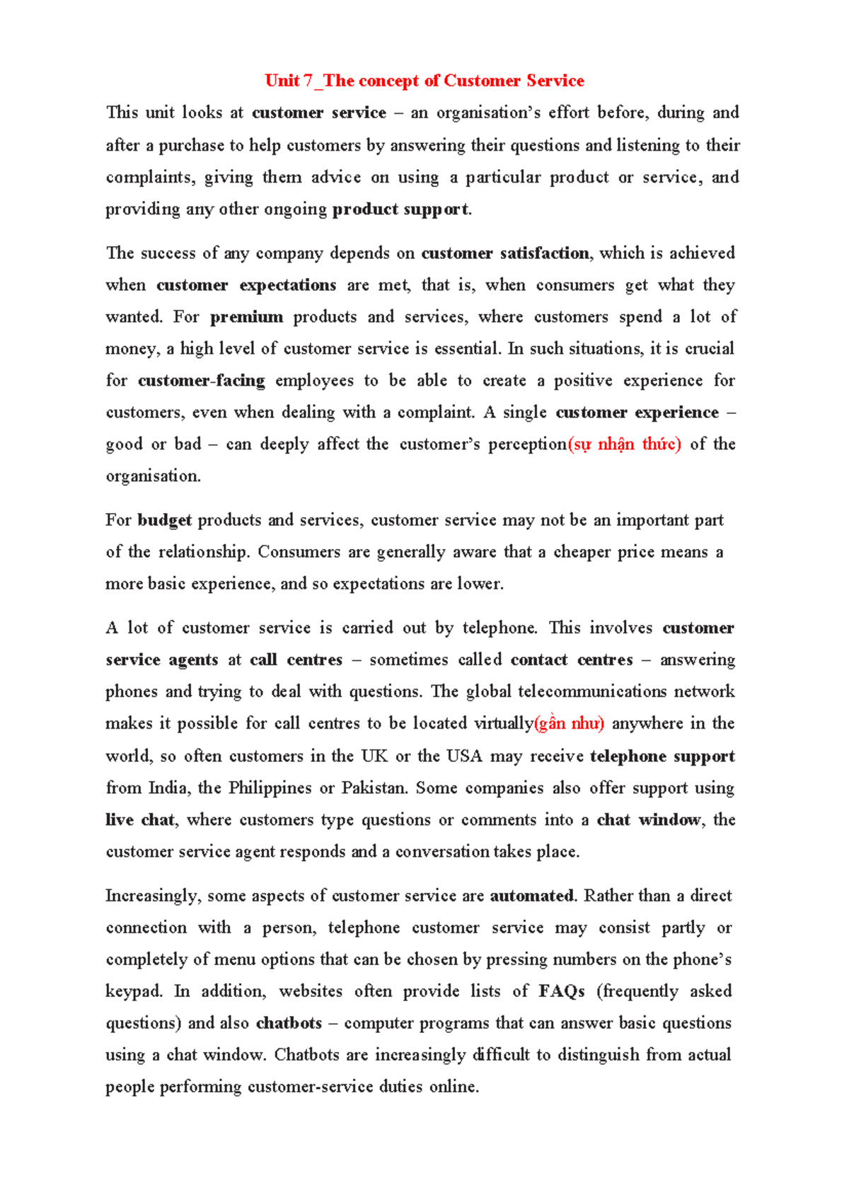 U7 Understanding the Importance of Customer Service in Business - Studocu