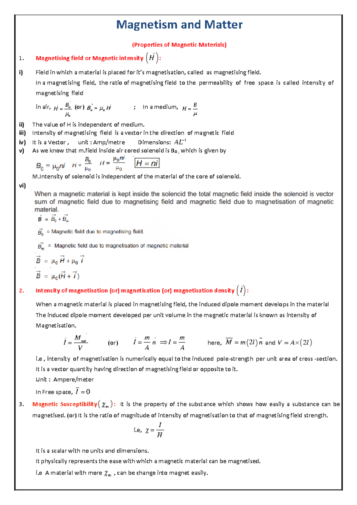 09 Magnetic Materials Midterm Notes: Magnetism and Matter Insights ...
