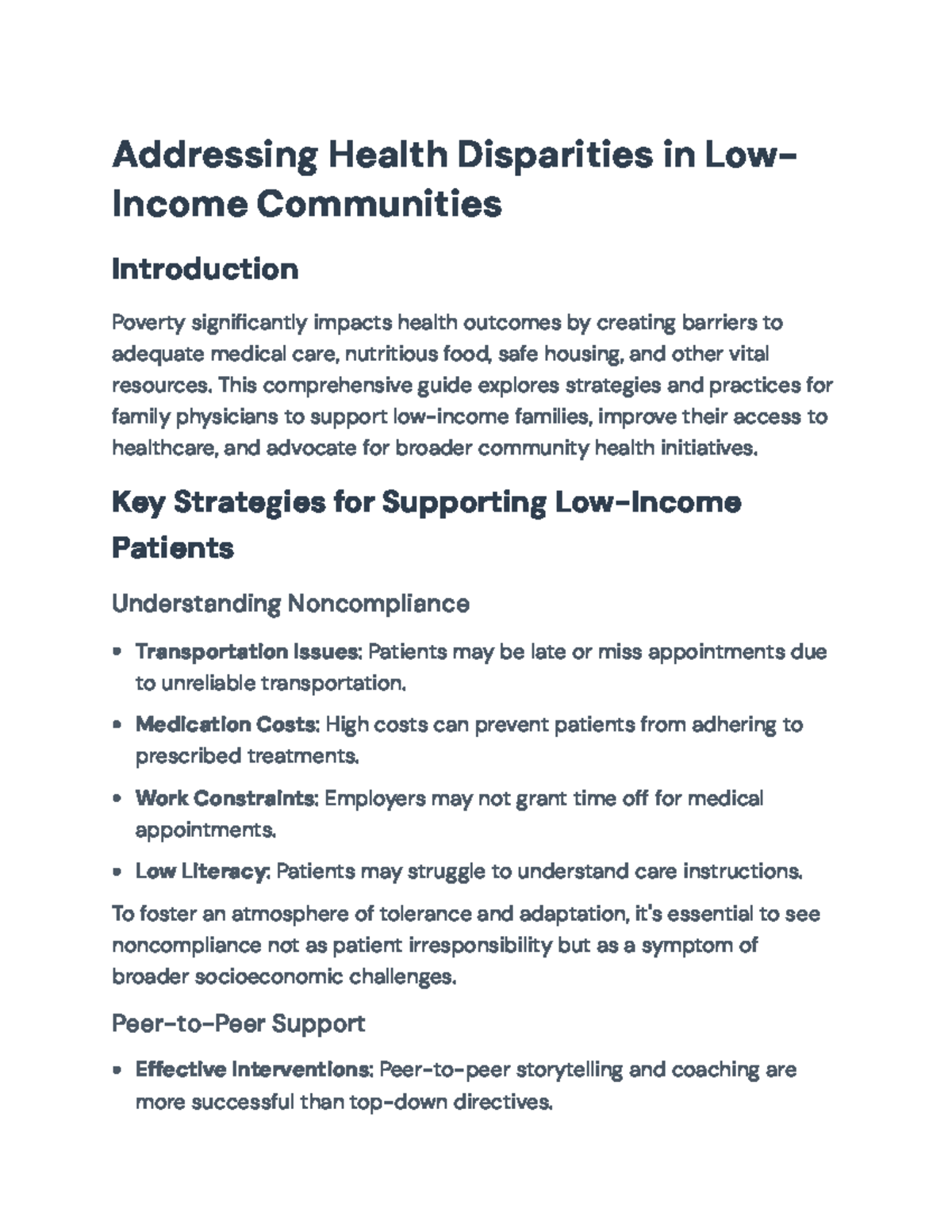 Addressing Health Disparities: Strategies for Low-Income Communities ...