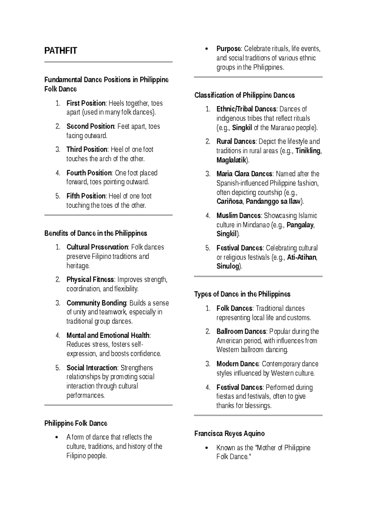 PATHFIT Prelims: Comprehensive Notes on Philippine Folk Dance - Studocu