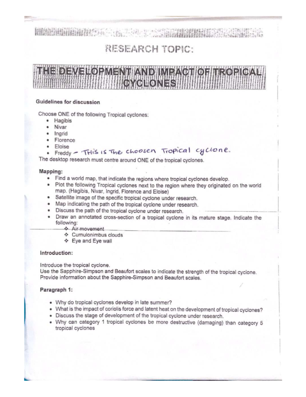 THE Development AND Impact OF Tropical - RESEARCH TOPIC: THE ...