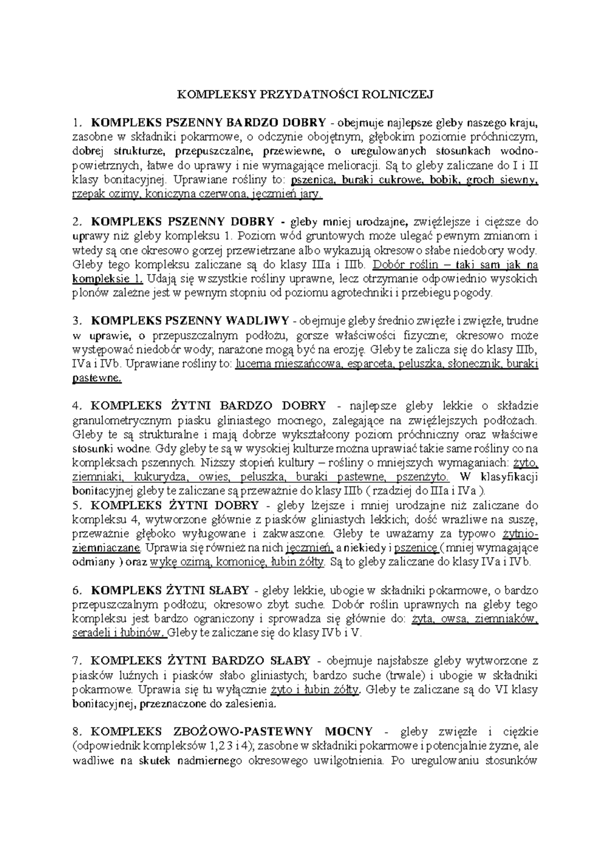 Kompleksy glebowe - notatki z wykładów (KGR 101) - Studocu
