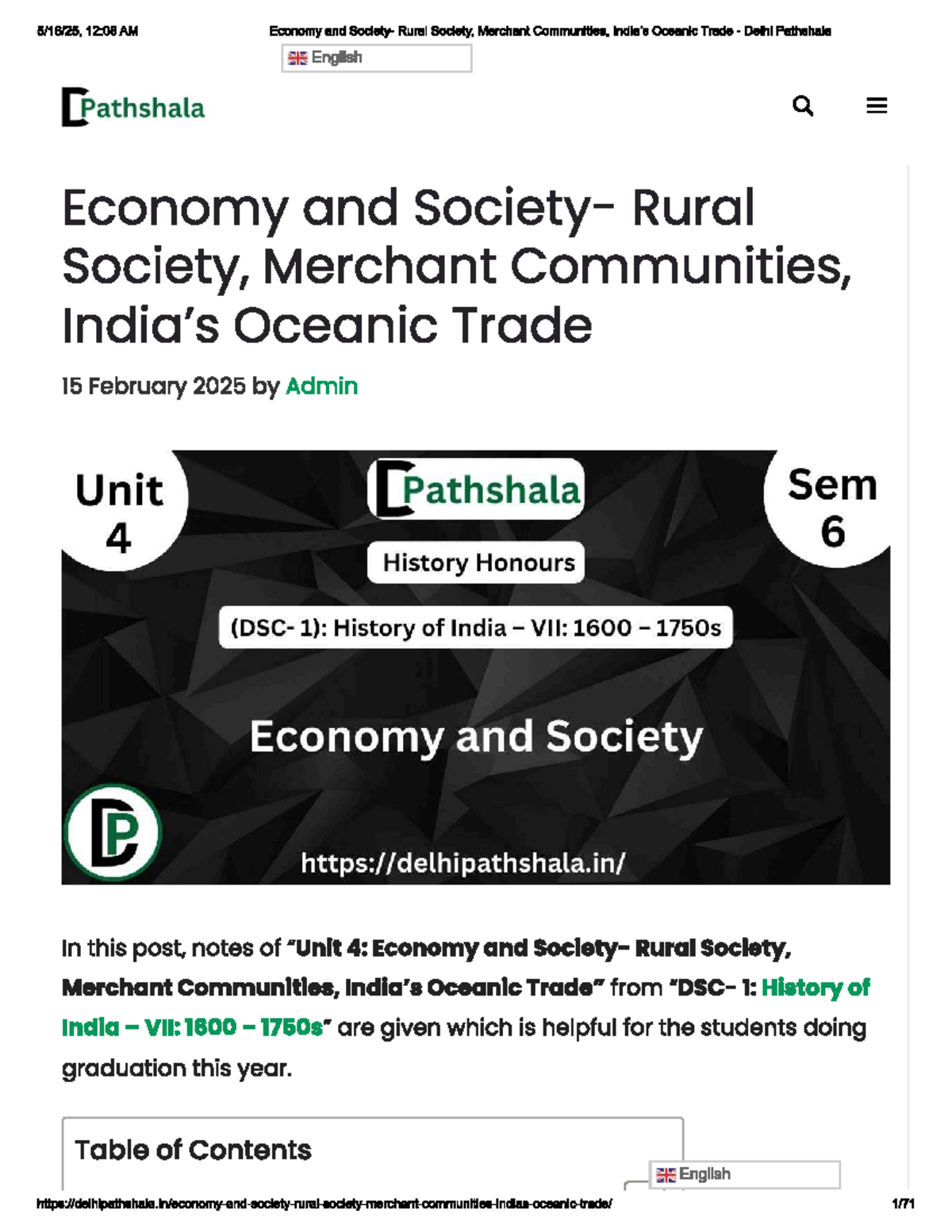 Economy and Rural Society: Merchant Communities & Oceanic Trade (Sem 6 ...