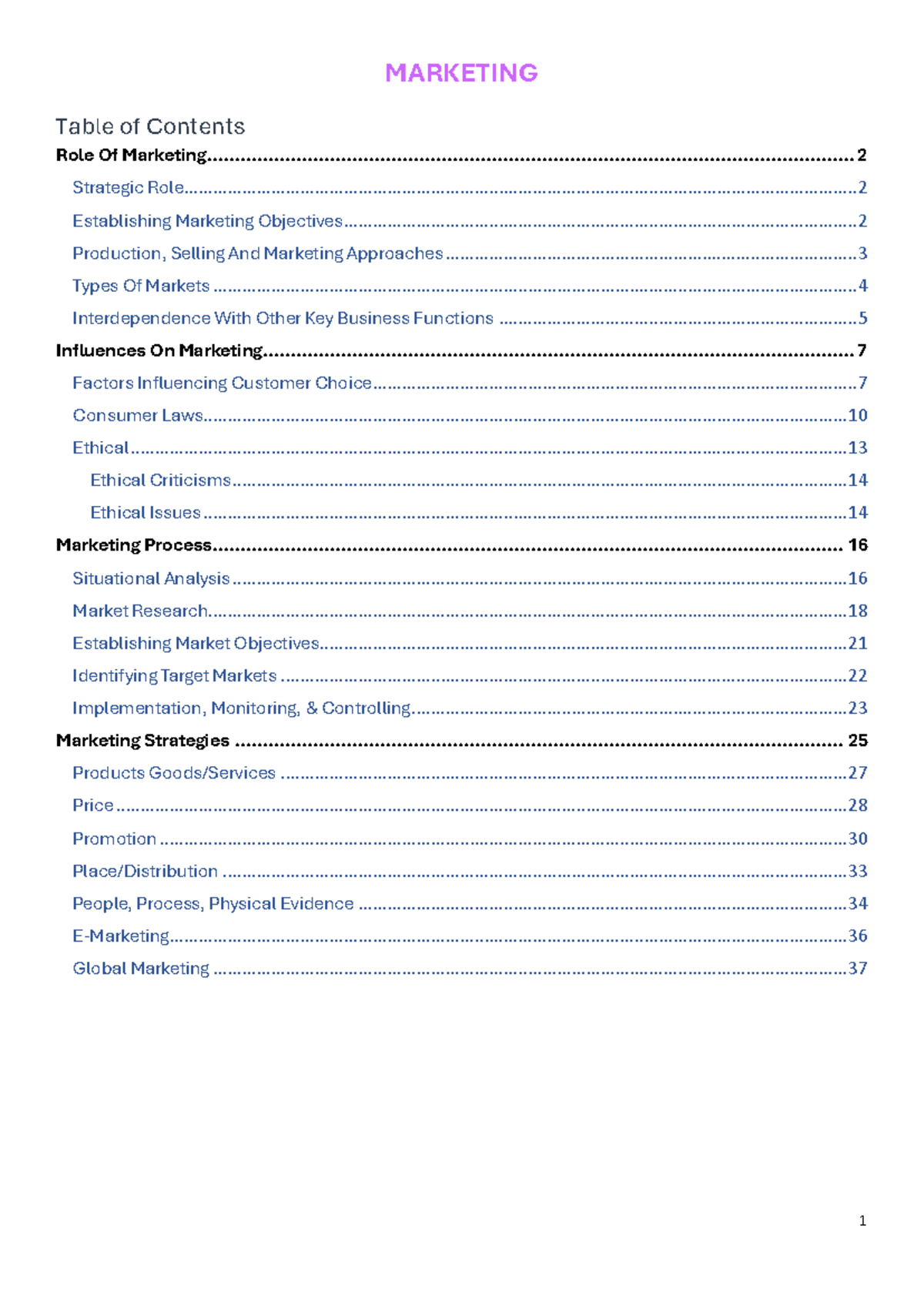 Marketing 101 - Comprehensive Study Notes for MKTG-101 - Studocu