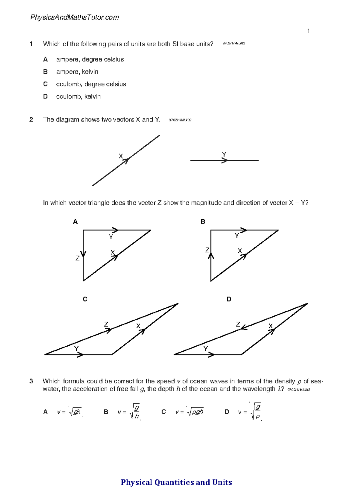 Physical Quantities & Units: SI Base Units and Applications (9702 ...