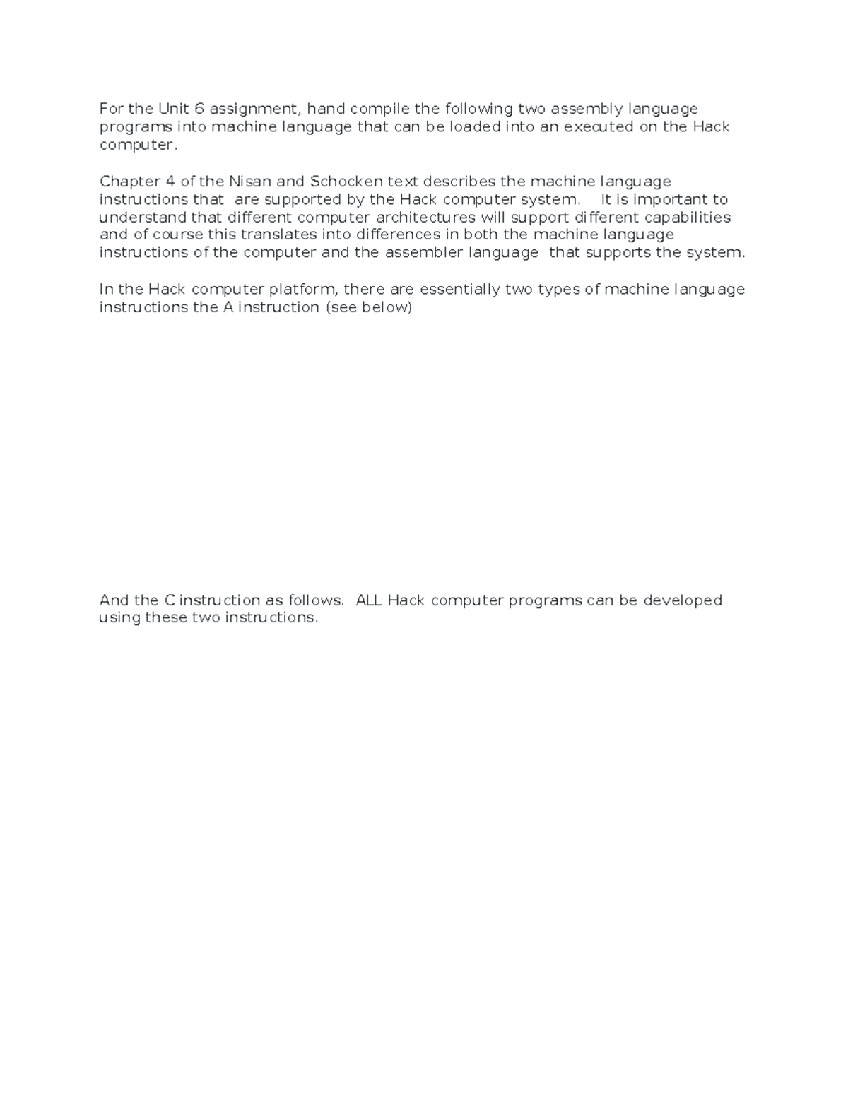 Cs1104 unit 6 prog assignment - For the Unit 6 assignment, hand compile ...