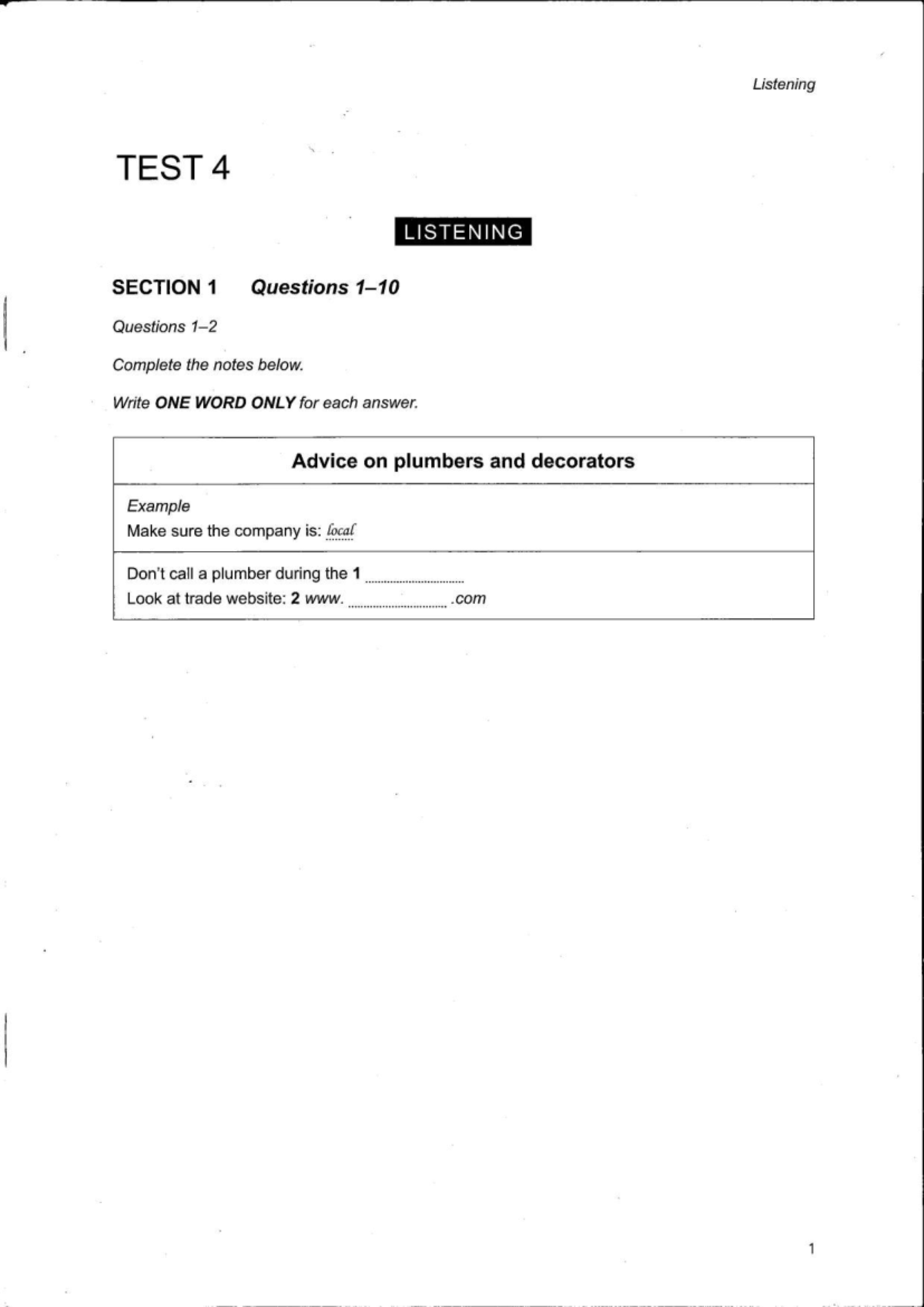 Test 4-2: IELTS Listening and Reading Practice Questions - Studocu