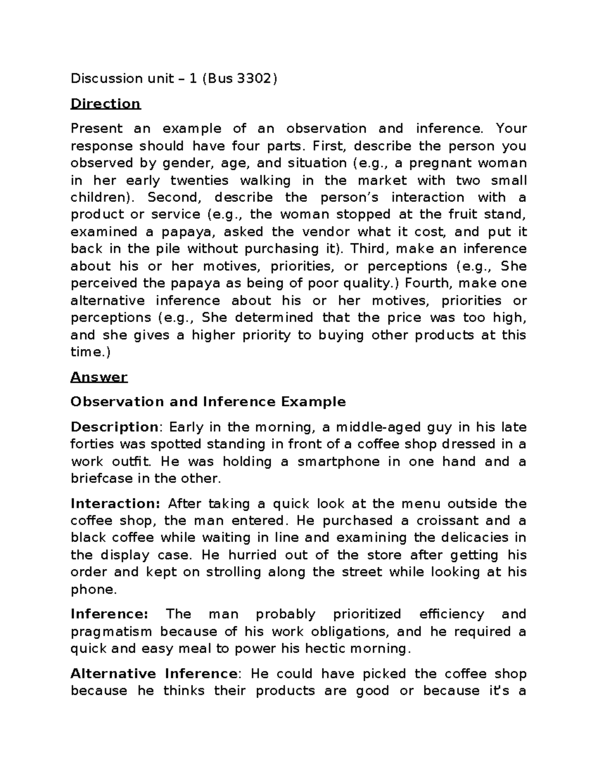 D-1-Bus 3302 - Written Assignment - Discussion unit – 1 (Bus 3302 ...