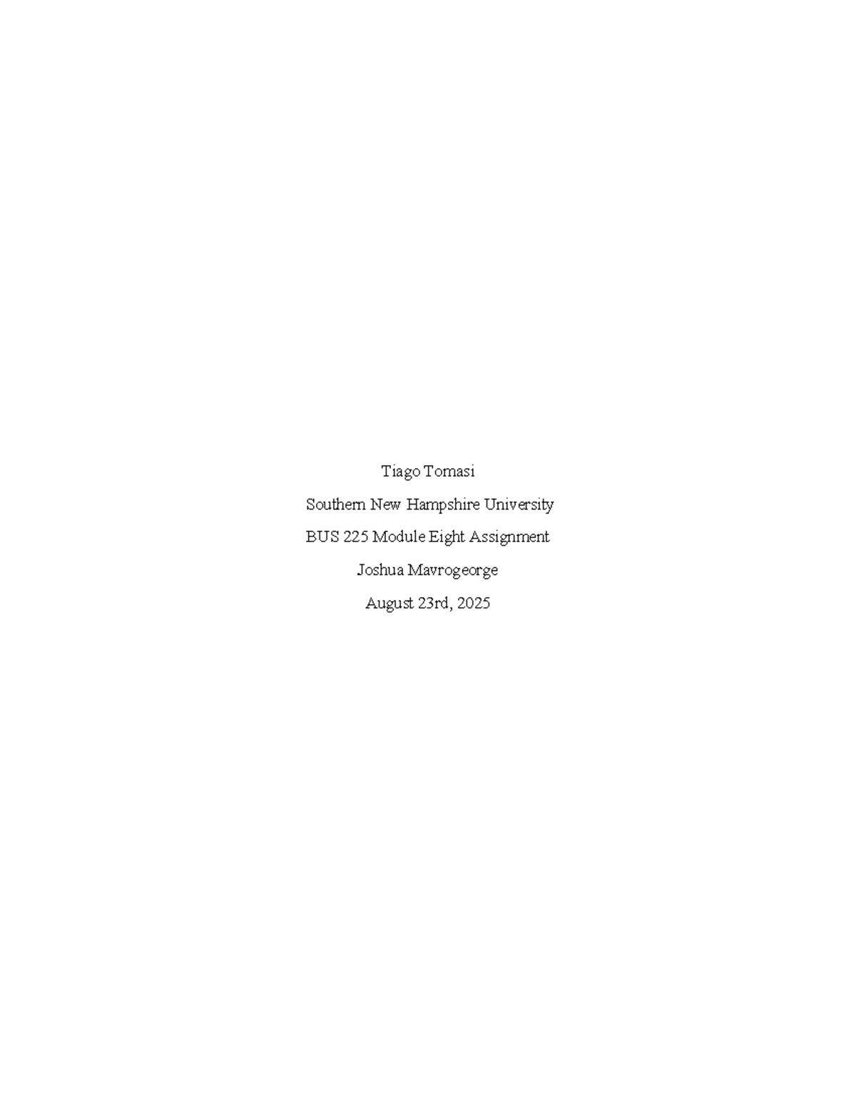 BUS 225 Module 8 Assignment - Tiago Tomasi - Studocu
