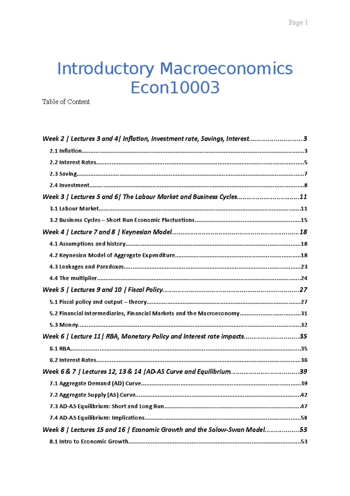 Econ 101: Final Exam Notes on Macroeconomics Concepts and Theories ...