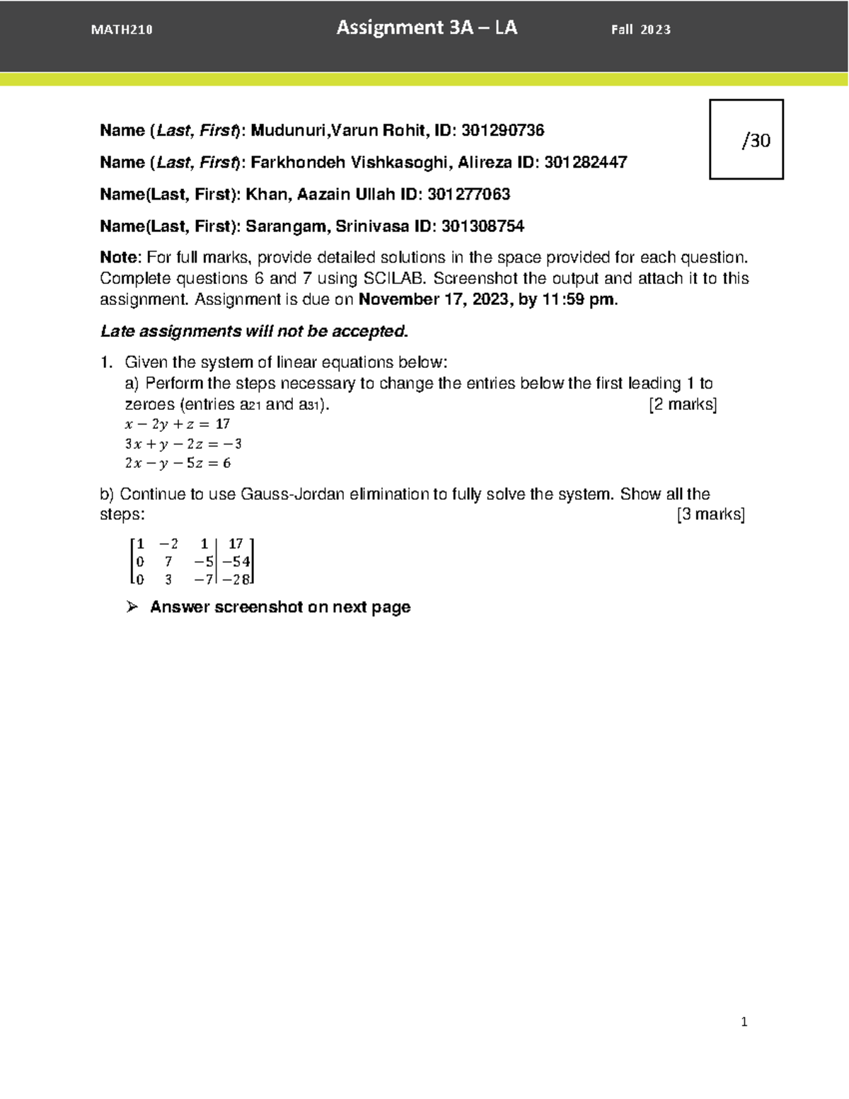 Math 210 - Group-5 Assignment 3A- Linear Algebra - Name (Last, First ...