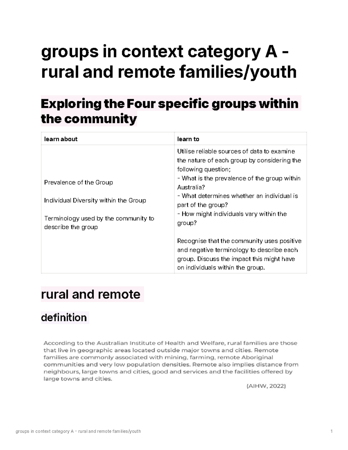 Groups in Context: A Study of Rural and Remote Families and Youth ...