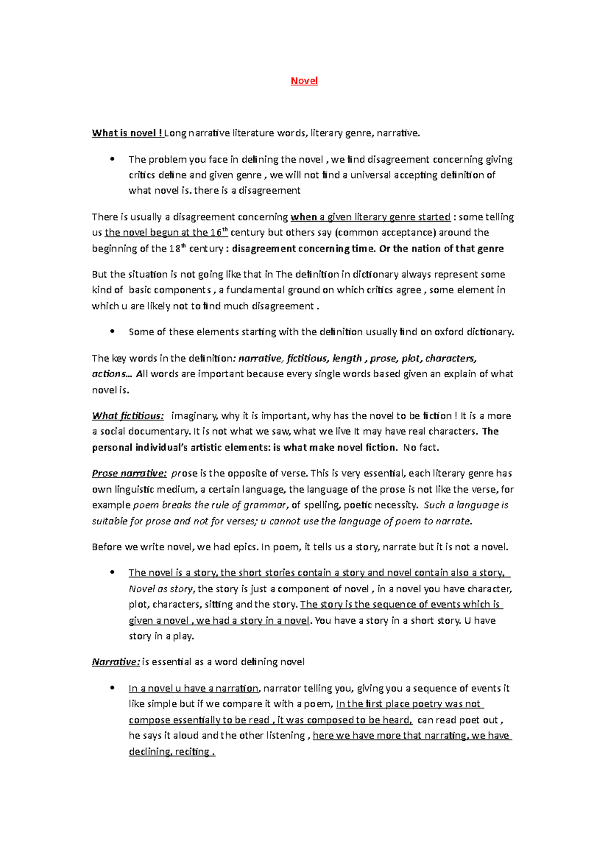 What-is-novel S3 English studies - Novel What is novel! Long narrative ...