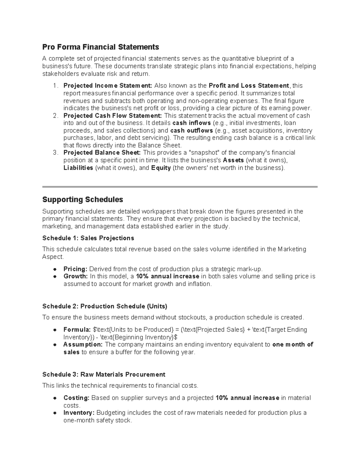 Pro Forma Financial Statements: Projected Income, Cash Flow & Balance ...