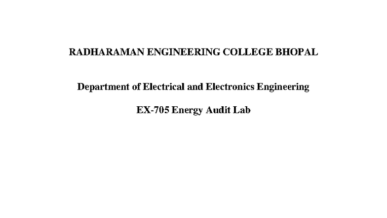 Energy Audit Lab Experiments - EEE 963334566 - Studocu