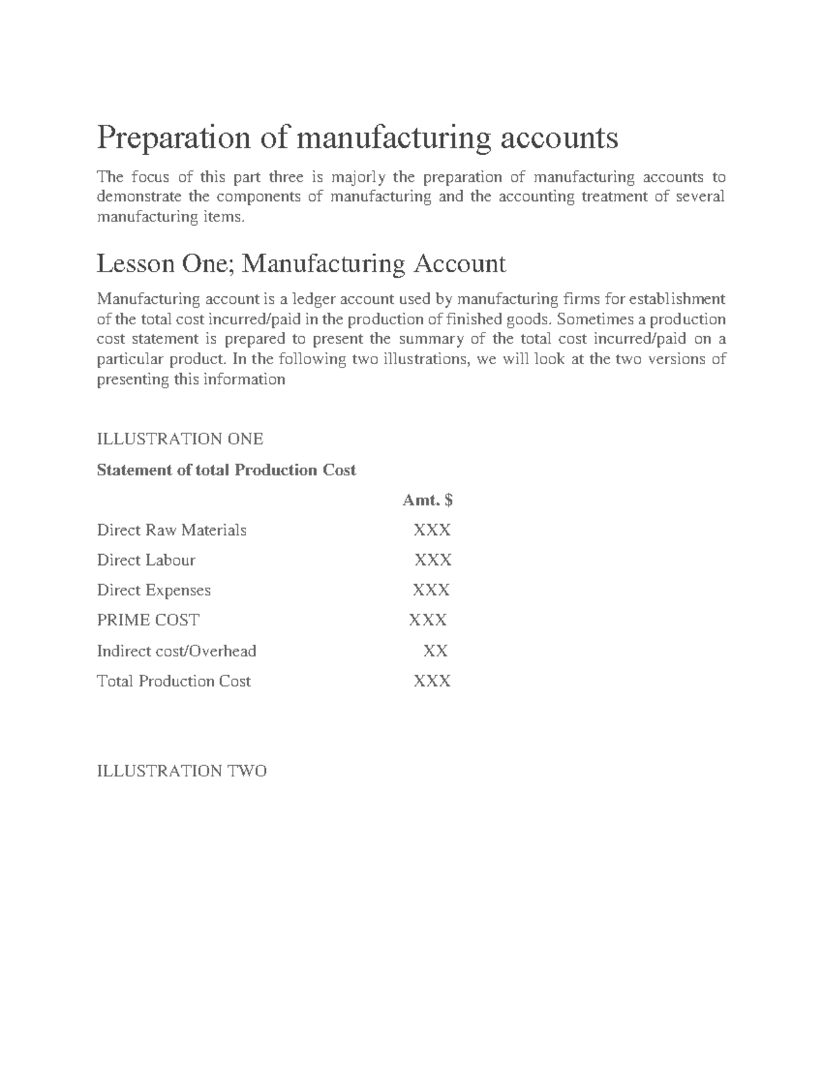 Manufacturing Accounts Preparation for Cost Analysis and Reporting ...