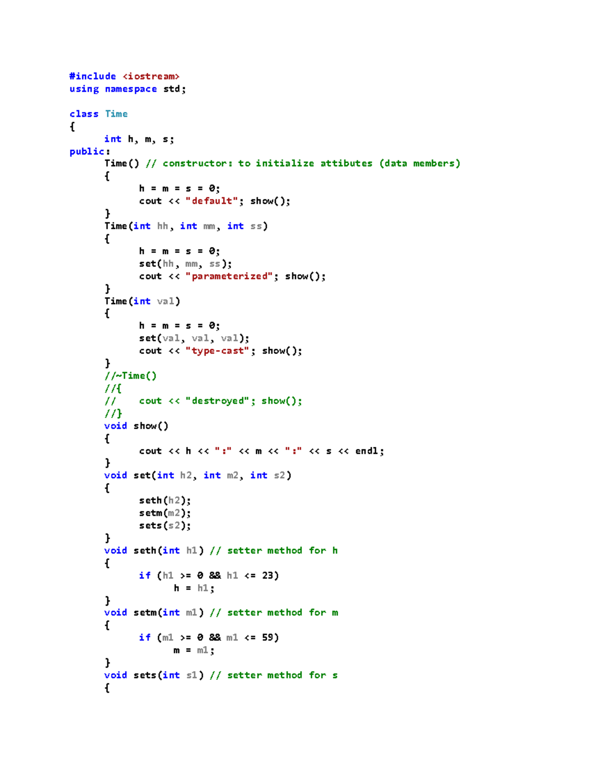 Code-5-3-21-C++ Class Time Implementation Example - Studocu