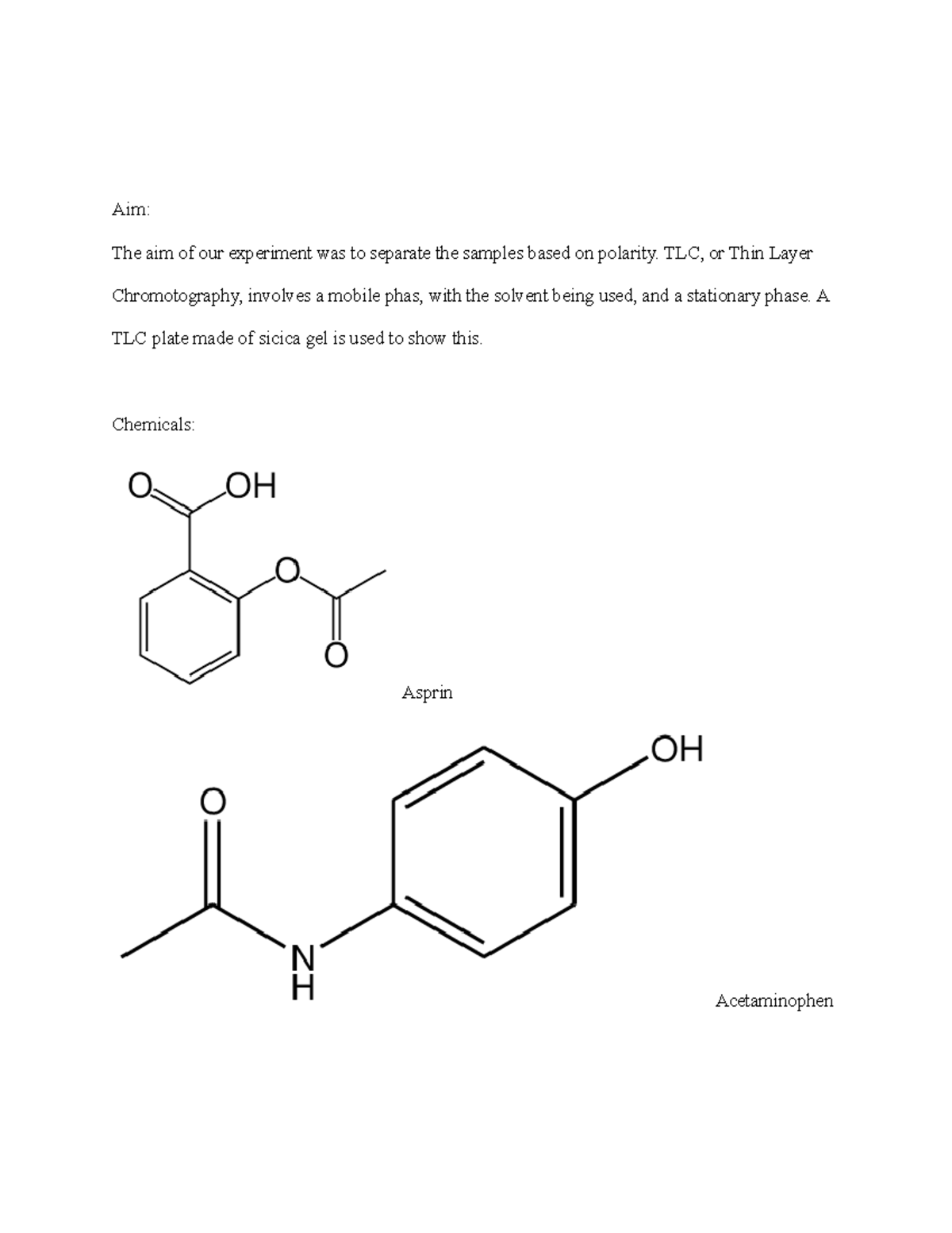 TLC Experiment Report: Separation of Samples by Polarity - Studocu, image size:1200x1553