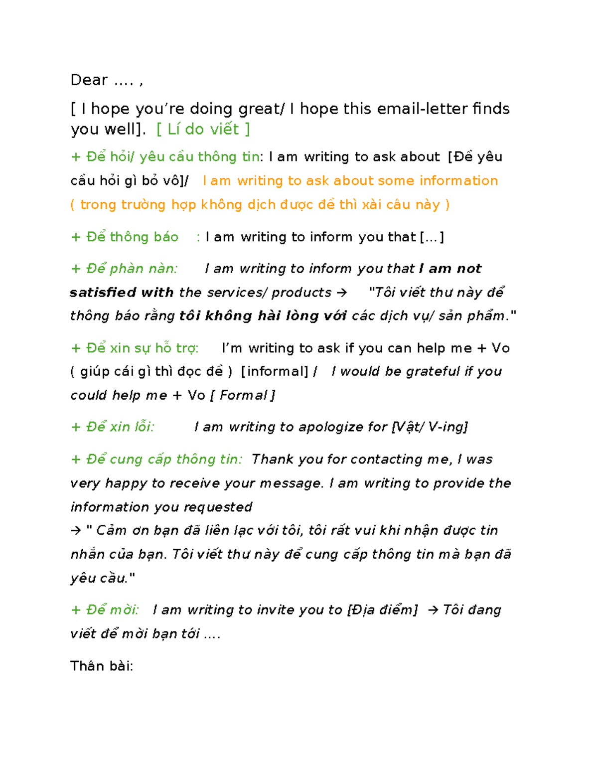 Template for Vstep Writing Part 1: Formal Letter Formats - Studocu