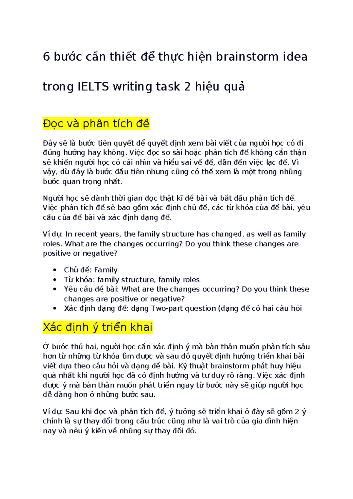6 Bước Hiệu Quả Để Brainstorm Ý Tưởng Trong IELTS Writing Task 2 - Studocu