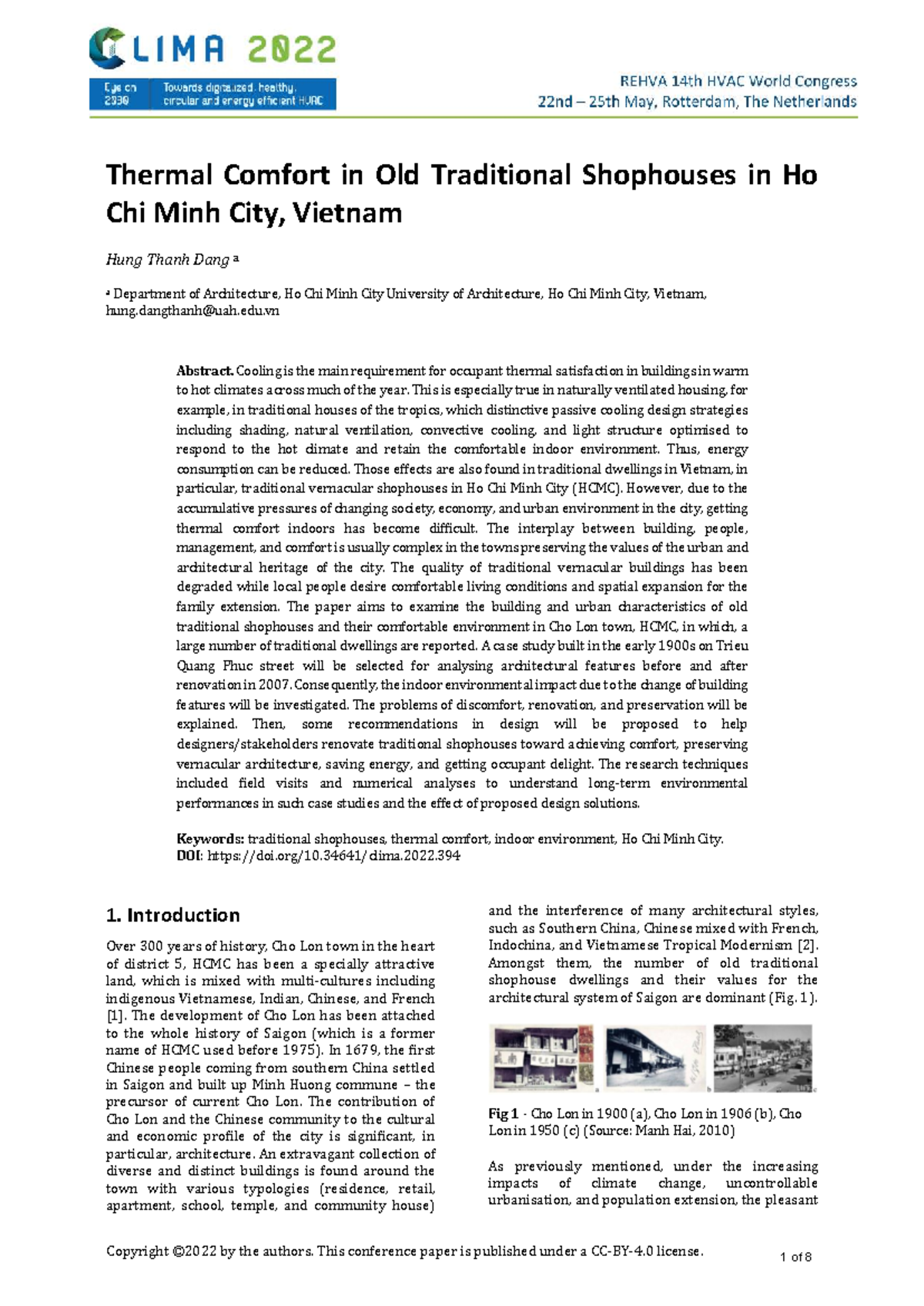 Thermal Comfort Analysis of Traditional Shophouses in HCMC (ARCH 1593 ...