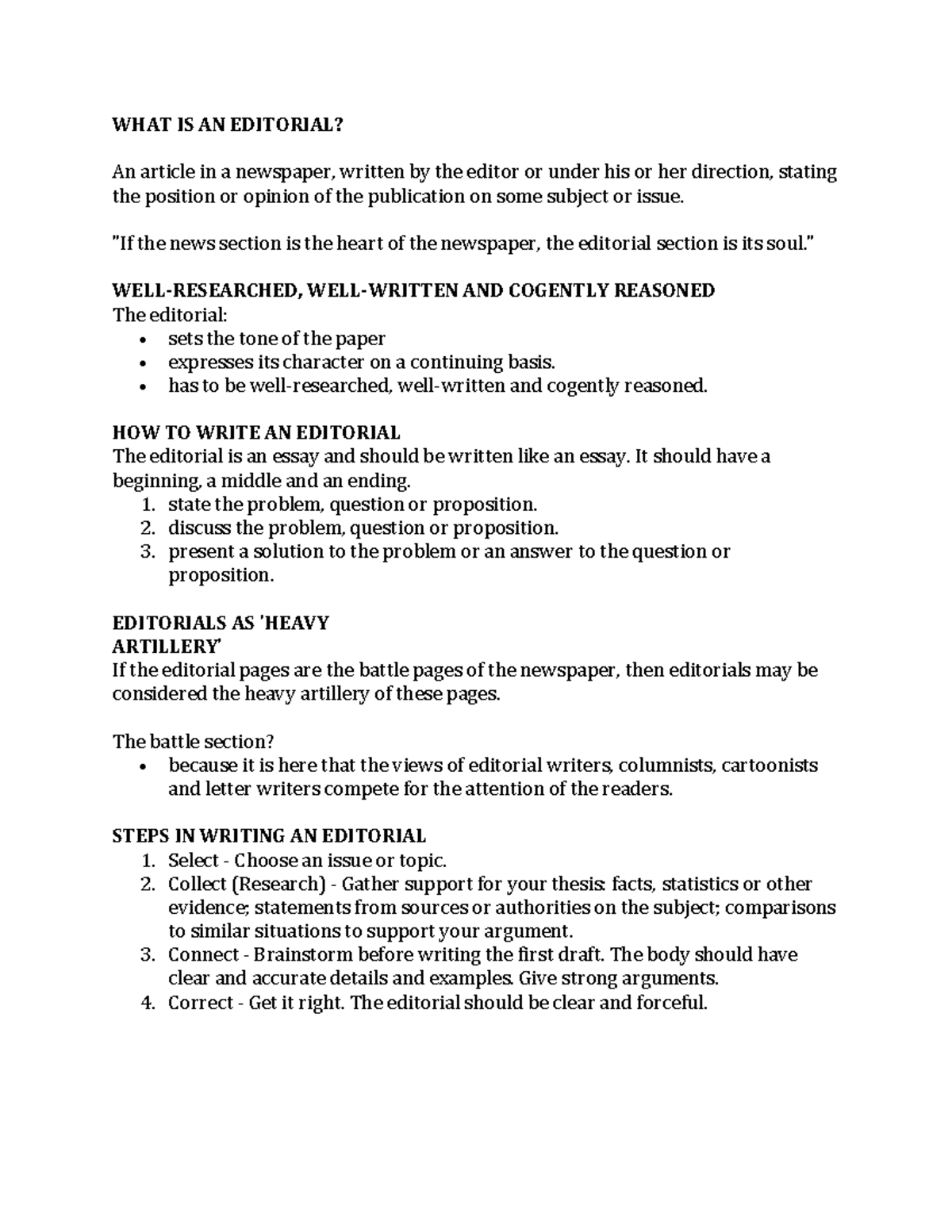 Editorial Writing and Cartooning: A Comprehensive Guide - Studocu