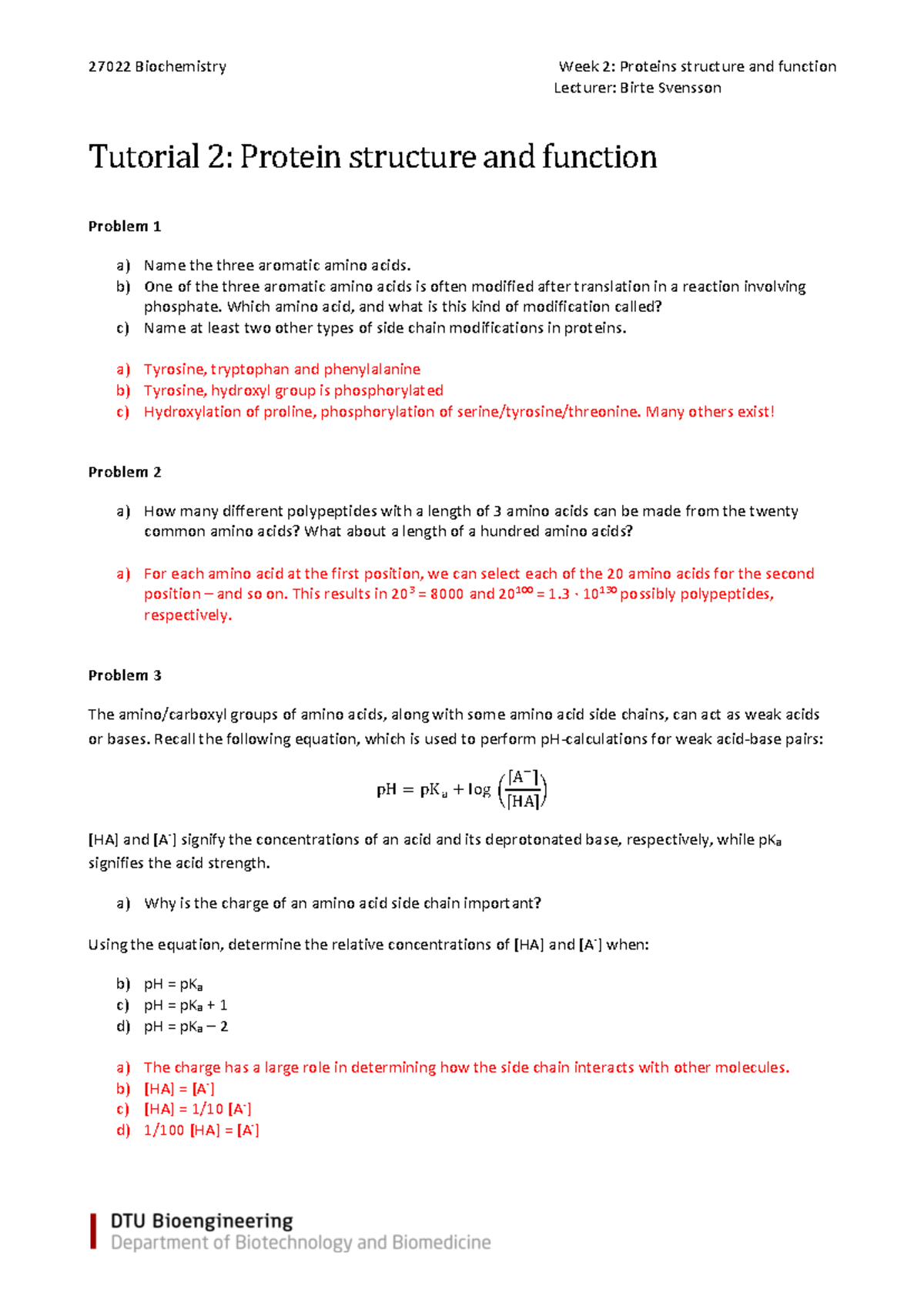 27022 Tutorial 2 - Analyzing Protein Composition & Structure Solutions ...